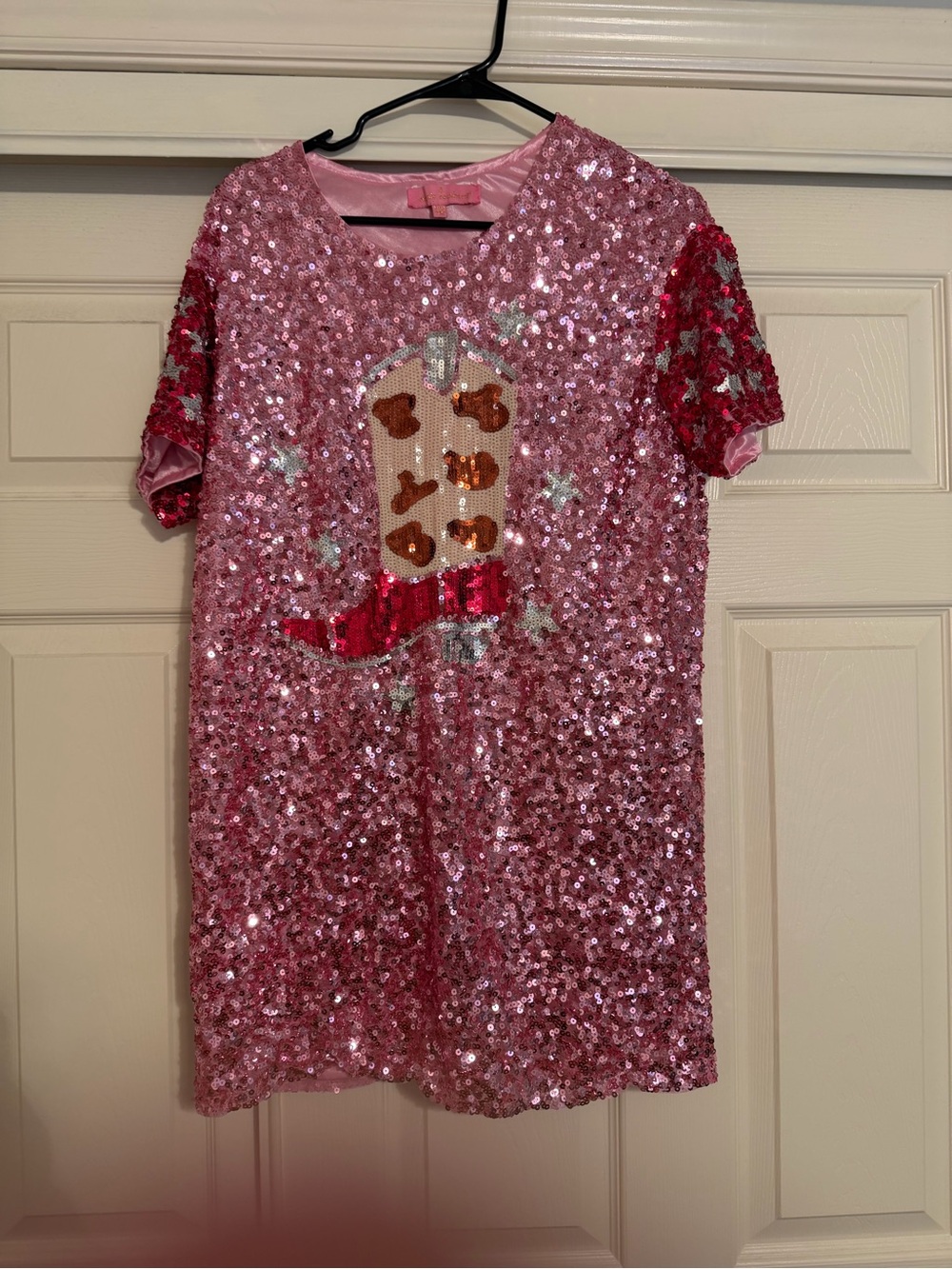 Simply Southern Women's Pink Sequin Cowgirl Mini Dress Size S/M